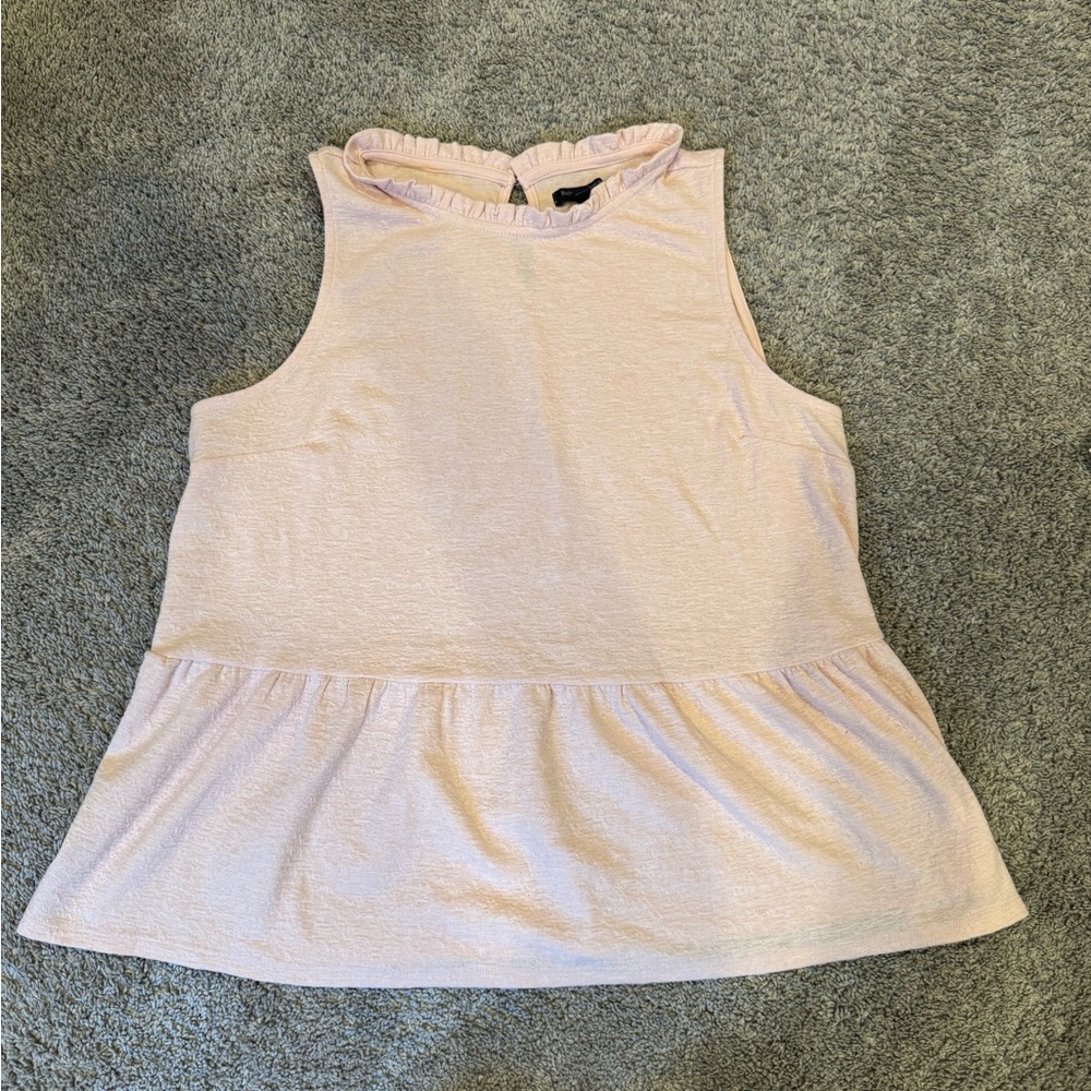 Banana Republic Baby Pink ruffle neck tank, size large
